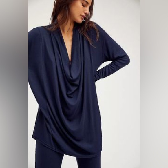 Free People Romy Set Navy Blue Large 2 Piece Oversized Lounge Set